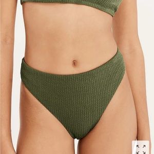 J.Crew Textured Cheeky High-Rise Bikini Bottom Navy Blue Small